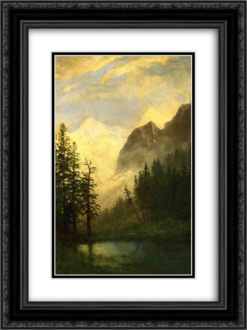 Mountain Landscape 18x24 Black Ornate Wood Framed Art Print Poster with Double Matting by Bierstadt, Albert