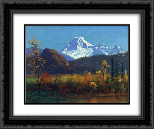 Mt. Rainier from the Southwest 24x20 Black Ornate Wood Framed Art Print Poster with Double Matting by Bierstadt, Albert