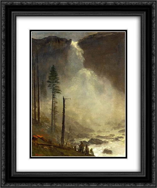 Nevada Falls 20x24 Black Ornate Wood Framed Art Print Poster with Double Matting by Bierstadt, Albert