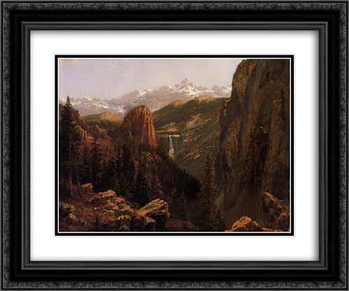 Nevada Falls, Yosemite 24x20 Black Ornate Wood Framed Art Print Poster with Double Matting by Bierstadt, Albert