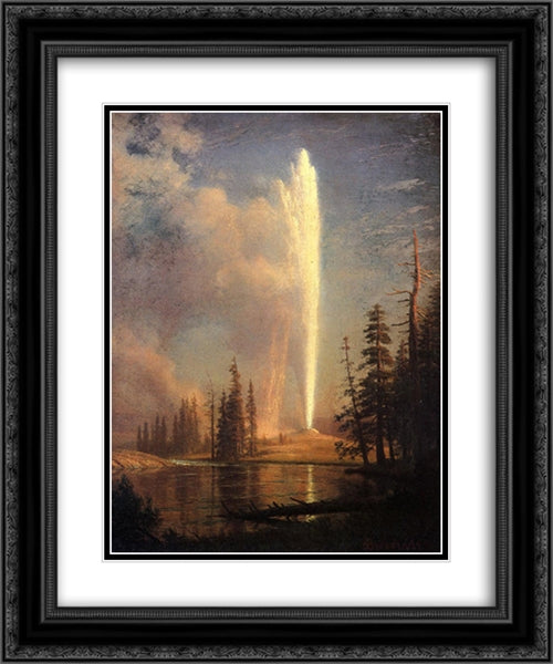 Old Faithful 20x24 Black Ornate Wood Framed Art Print Poster with Double Matting by Bierstadt, Albert