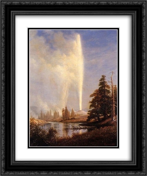 Old Faithful 20x24 Black Ornate Wood Framed Art Print Poster with Double Matting by Bierstadt, Albert