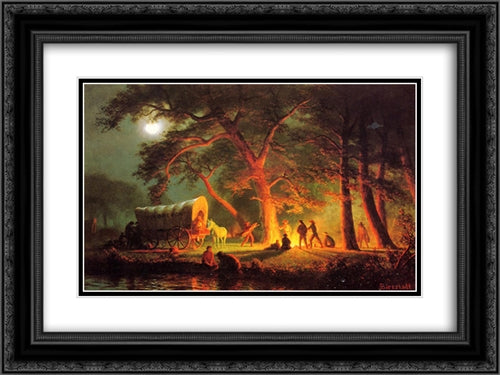 Oregon Trail 24x18 Black Ornate Wood Framed Art Print Poster with Double Matting by Bierstadt, Albert