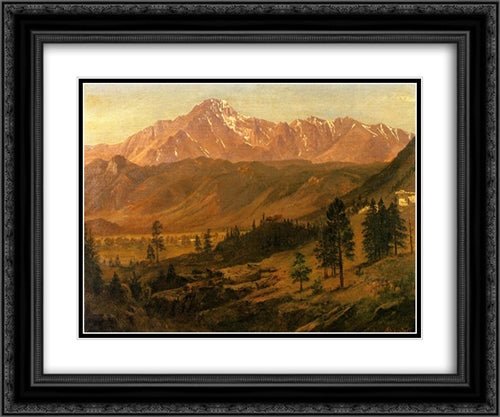 Pikes Peak 24x20 Black Ornate Wood Framed Art Print Poster with Double Matting by Bierstadt, Albert