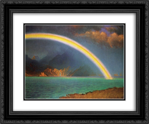 Rainbow over Jenny Lake, Wyoming 24x20 Black Ornate Wood Framed Art Print Poster with Double Matting by Bierstadt, Albert