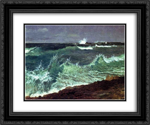 Seascape 24x20 Black Ornate Wood Framed Art Print Poster with Double Matting by Bierstadt, Albert