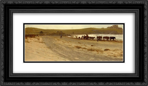 Seaweed Harvesting 24x14 Black Ornate Wood Framed Art Print Poster with Double Matting by Bierstadt, Albert