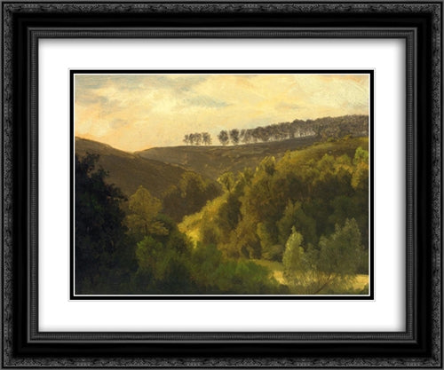 Sunrise over Forest and Grove 24x20 Black Ornate Wood Framed Art Print Poster with Double Matting by Bierstadt, Albert