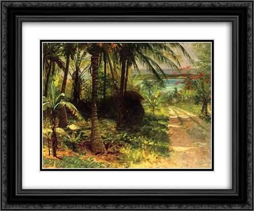 Tropical Landscape 24x20 Black Ornate Wood Framed Art Print Poster with Double Matting by Bierstadt, Albert