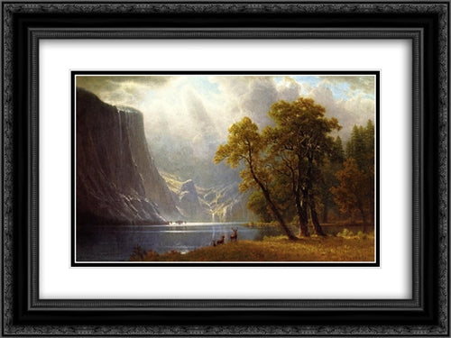 Yosemite Valley 24x18 Black Ornate Wood Framed Art Print Poster with Double Matting by Bierstadt, Albert