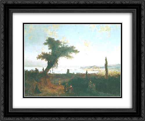 The Old Feodosia 24x20 Black Ornate Wood Framed Art Print Poster with Double Matting by Aivazovsky, Ivan