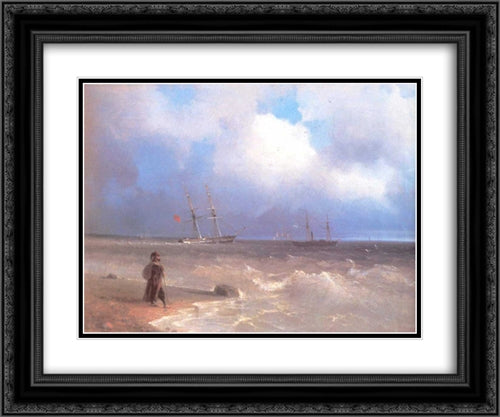 Sea coast 24x20 Black Ornate Wood Framed Art Print Poster with Double Matting by Aivazovsky, Ivan