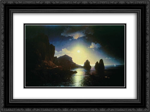 Sea view 24x18 Black Ornate Wood Framed Art Print Poster with Double Matting by Aivazovsky, Ivan