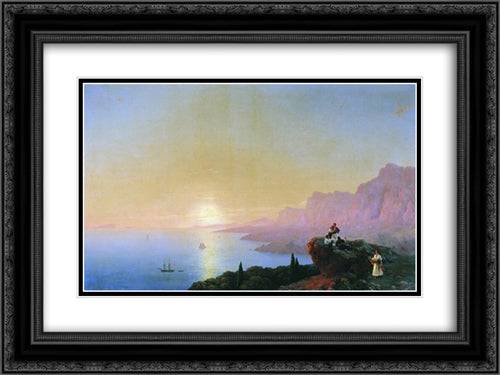 Sea bay 24x18 Black Ornate Wood Framed Art Print Poster with Double Matting by Aivazovsky, Ivan