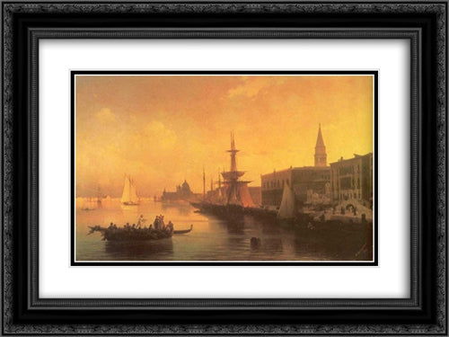 Venice 24x18 Black Ornate Wood Framed Art Print Poster with Double Matting by Aivazovsky, Ivan