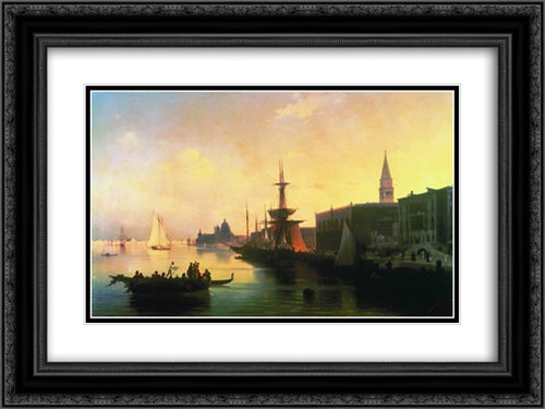 Venice 24x18 Black Ornate Wood Framed Art Print Poster with Double Matting by Aivazovsky, Ivan