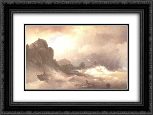 The Shipwreck 24x18 Black Ornate Wood Framed Art Print Poster with Double Matting by Aivazovsky, Ivan