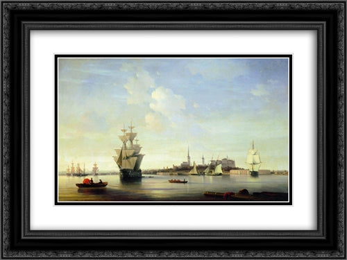 Reval 24x18 Black Ornate Wood Framed Art Print Poster with Double Matting by Aivazovsky, Ivan