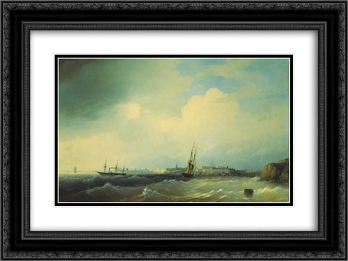 Sveaborg 24x18 Black Ornate Wood Framed Art Print Poster with Double Matting by Aivazovsky, Ivan