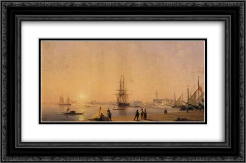 Venice 24x16 Black Ornate Wood Framed Art Print Poster with Double Matting by Aivazovsky, Ivan