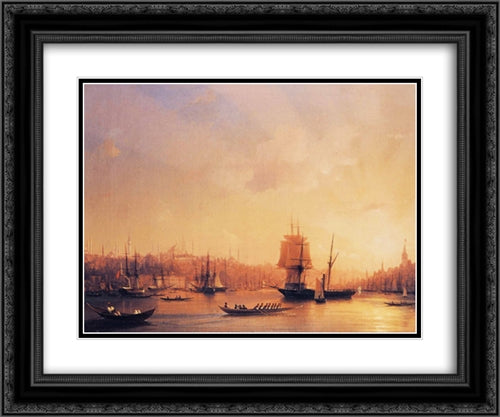 Dusk on the Golden Horn 24x20 Black Ornate Wood Framed Art Print Poster with Double Matting by Aivazovsky, Ivan