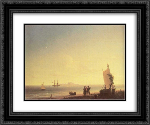 View on the Capri 24x20 Black Ornate Wood Framed Art Print Poster with Double Matting by Aivazovsky, Ivan