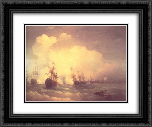 Sea buttle near Revel 24x20 Black Ornate Wood Framed Art Print Poster with Double Matting by Aivazovsky, Ivan