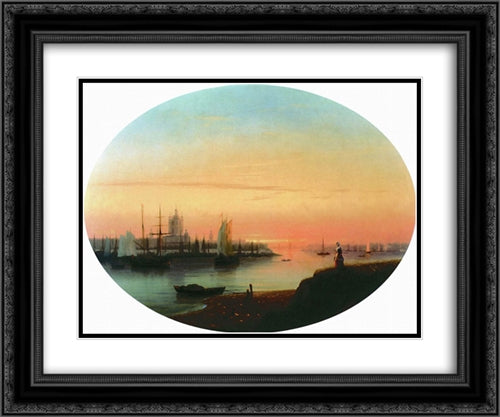 Smolny Convent Sunseat 24x20 Black Ornate Wood Framed Art Print Poster with Double Matting by Aivazovsky, Ivan