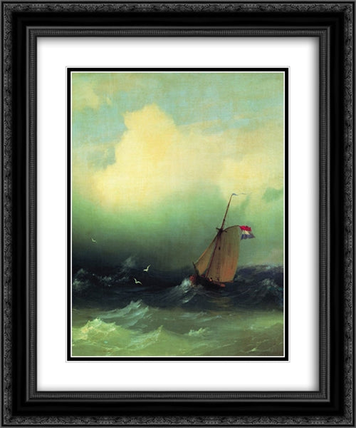 Storm at Sea 20x24 Black Ornate Wood Framed Art Print Poster with Double Matting by Aivazovsky, Ivan