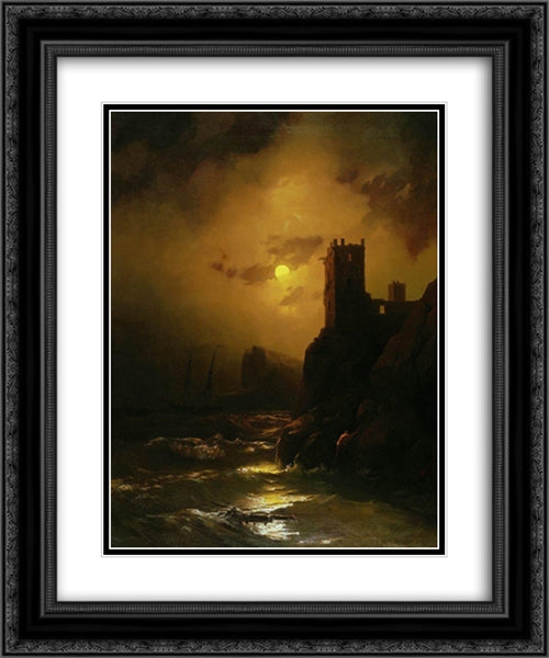 Tower. Shipwreck 20x24 Black Ornate Wood Framed Art Print Poster with Double Matting by Aivazovsky, Ivan