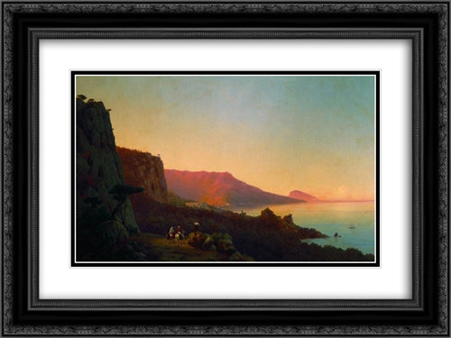 Evening in the Crimea 24x18 Black Ornate Wood Framed Art Print Poster with Double Matting by Aivazovsky, Ivan