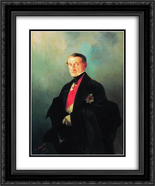 Portrait of Senator Alexander Ivanovich Kaznacheyev 20x24 Black Ornate Wood Framed Art Print Poster with Double Matting by Aivazovsky, Ivan