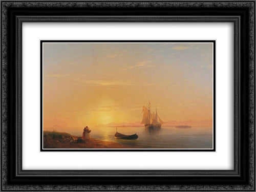 The shores of Dalmatia 24x18 Black Ornate Wood Framed Art Print Poster with Double Matting by Aivazovsky, Ivan