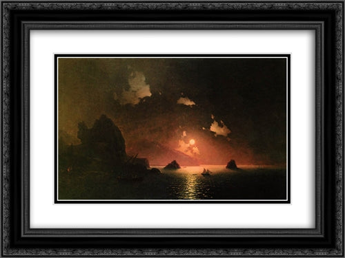 Gurzuf night 24x18 Black Ornate Wood Framed Art Print Poster with Double Matting by Aivazovsky, Ivan