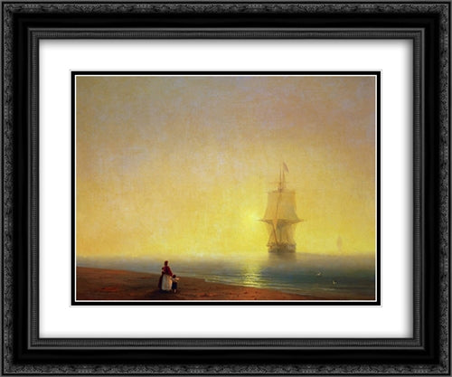 Morning at Sea 24x20 Black Ornate Wood Framed Art Print Poster with Double Matting by Aivazovsky, Ivan