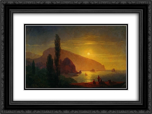 Night in the Crimea. View of Ayu-Dag 24x18 Black Ornate Wood Framed Art Print Poster with Double Matting by Aivazovsky, Ivan