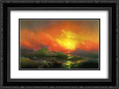 The Ninth Wave 24x18 Black Ornate Wood Framed Art Print Poster with Double Matting by Aivazovsky, Ivan