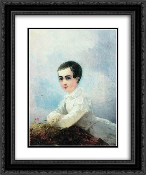 Portrait of I. Lazarev 20x24 Black Ornate Wood Framed Art Print Poster with Double Matting by Aivazovsky, Ivan