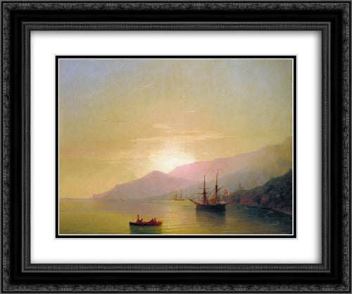 Ships at anchor 24x20 Black Ornate Wood Framed Art Print Poster with Double Matting by Aivazovsky, Ivan