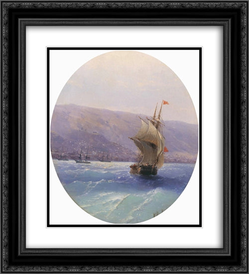 View of Crimea 20x22 Black Ornate Wood Framed Art Print Poster with Double Matting by Aivazovsky, Ivan