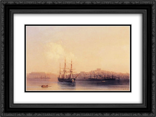 Sevastopol 24x18 Black Ornate Wood Framed Art Print Poster with Double Matting by Aivazovsky, Ivan