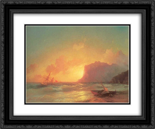 The Sea. Koktebel. 24x20 Black Ornate Wood Framed Art Print Poster with Double Matting by Aivazovsky, Ivan