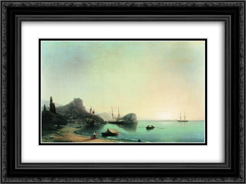 Italian landscape 24x18 Black Ornate Wood Framed Art Print Poster with Double Matting by Aivazovsky, Ivan