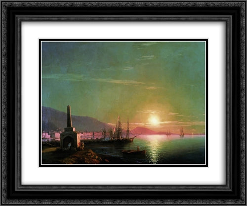 Sunrise in Feodosia 24x20 Black Ornate Wood Framed Art Print Poster with Double Matting by Aivazovsky, Ivan