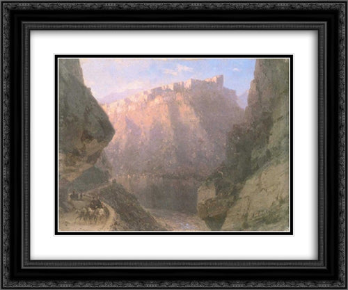 The Daryal canyon 24x20 Black Ornate Wood Framed Art Print Poster with Double Matting by Aivazovsky, Ivan