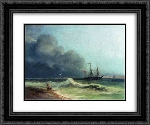 Sea before storm 24x20 Black Ornate Wood Framed Art Print Poster with Double Matting by Aivazovsky, Ivan