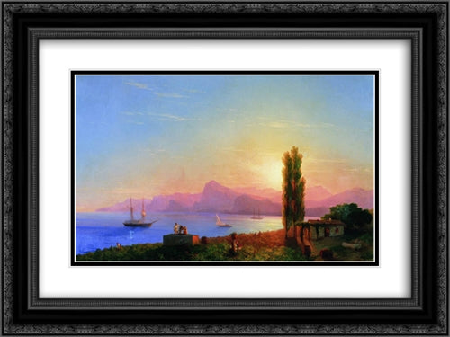 Sunset at Sea 24x18 Black Ornate Wood Framed Art Print Poster with Double Matting by Aivazovsky, Ivan