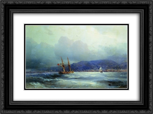 Trebizond from the Sea 24x18 Black Ornate Wood Framed Art Print Poster with Double Matting by Aivazovsky, Ivan