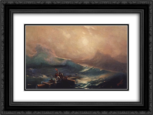 The Ninth Wave. Study 24x18 Black Ornate Wood Framed Art Print Poster with Double Matting by Aivazovsky, Ivan