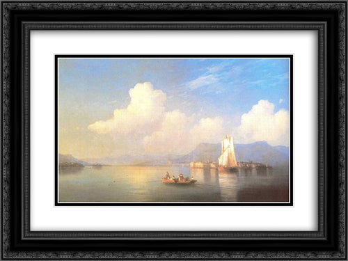 Italian landscape 24x18 Black Ornate Wood Framed Art Print Poster with Double Matting by Aivazovsky, Ivan